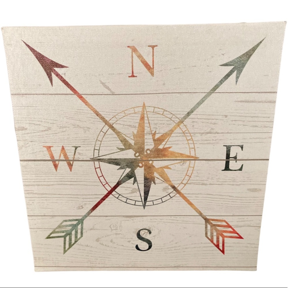Compass artwork on stretched canvas